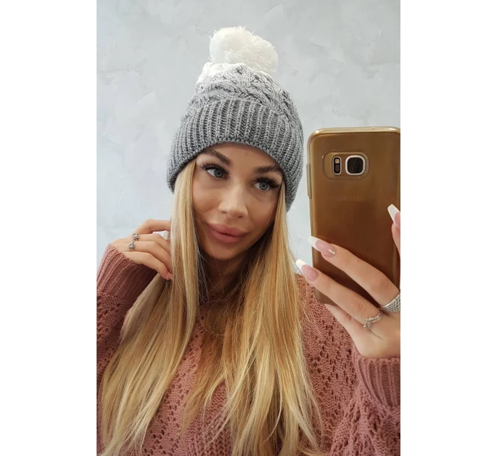 Fleecová čiapka Ilona K218 sivá+biela Fleecová čiapka Ilona K218 sivá+biela