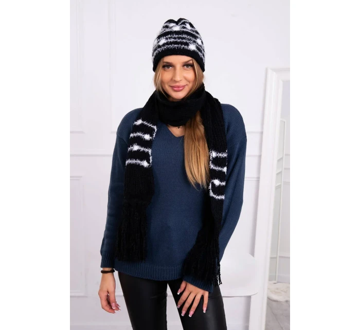 Dámská souprava se šátkem černá model 18751035 - K-Fashion Dámská souprava se šátkem černá model 18751035 - K-Fashion