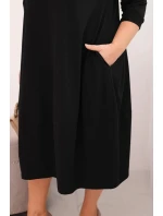Dámská bavlněná sukýnka Plus Size s ohrnutým rukávem a kapsami černá Dámská bavlněná sukýnka Plus Size s ohrnutým rukávem a kapsami černá