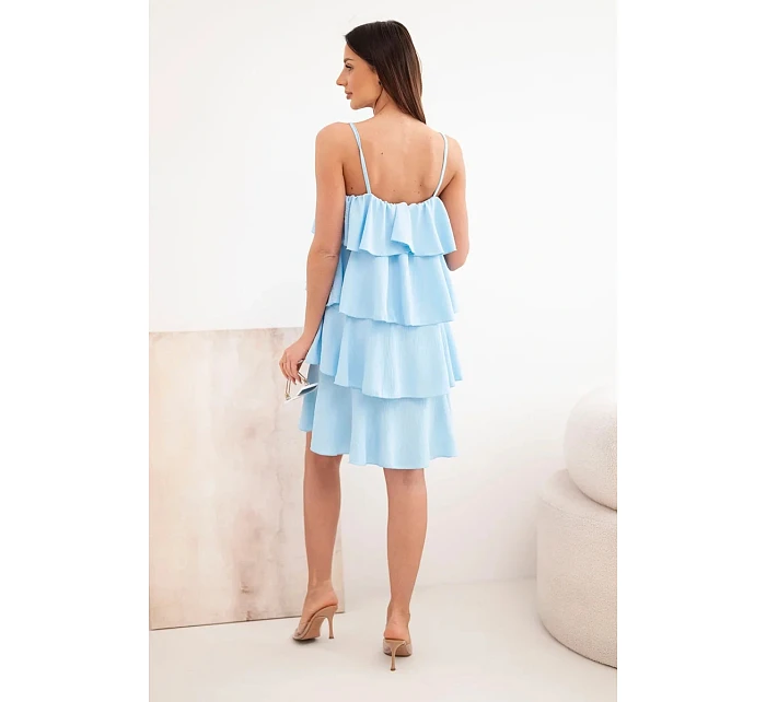 Dámske mini šaty s volánikmi modré