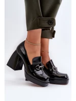 Lakované dámské polobotky na podpatku černé D&A model 21655795 - S.Barski