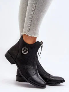 Dámské ploché kozačky se zipem černá Loratie