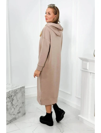 Dlouhé šaty s kapucí  béžová model 21859208 - Kesi