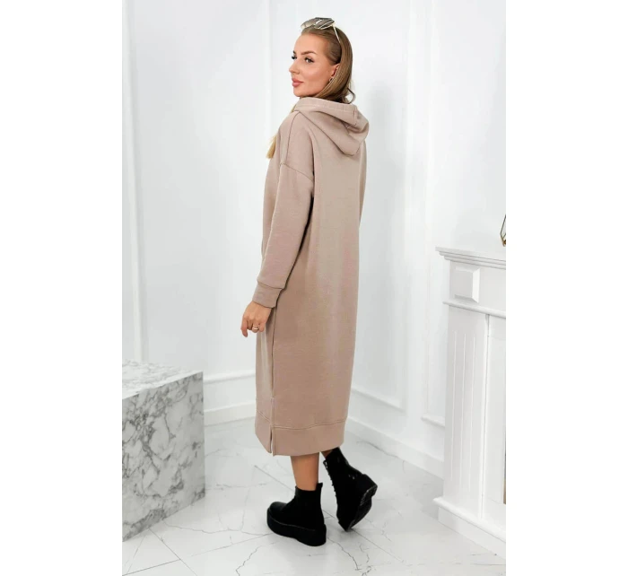 Dlouhé šaty s kapucí  béžová model 21859208 - Kesi