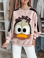 Dámska nadrozmerná mikina so záplatami CUTE MAKEX ružová FashionStreet BY1493