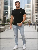 Pánske bavlnené tričko s potlačou orla čierne FashionStreet NX0148R