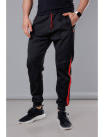 Čierno-červené pánske teplákové nohavice so vsadkami (8K172)