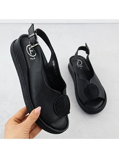 Čierne dámske sandále Filippo DS6984 na platforme so zirkónmi