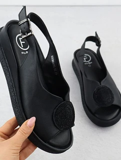 Čierne dámske sandále Filippo DS6984 na platforme so zirkónmi