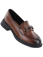 Dámské kožené polobotky hnědé model 22060128 - VINCEZA Dámské kožené polobotky hnědé model 22060128 - VINCEZA