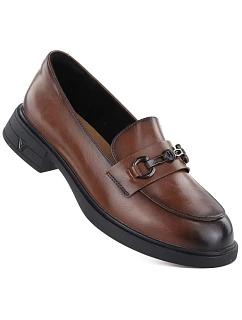 Dámské kožené polobotky hnědé model 22060128 - VINCEZA