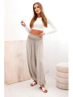 Dámske viskózové nohavice so širokými nohavicami a volánmi fango