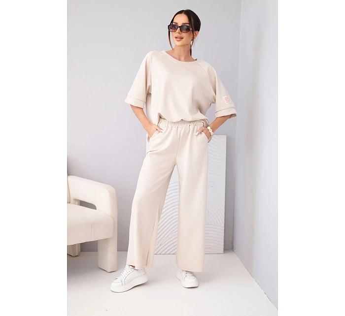 Dámska maslová viskózna mikina a široké nohavice svetlo fialová