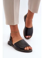 Skórzane Wsuwane Sandały Czarne Lemar Alivia