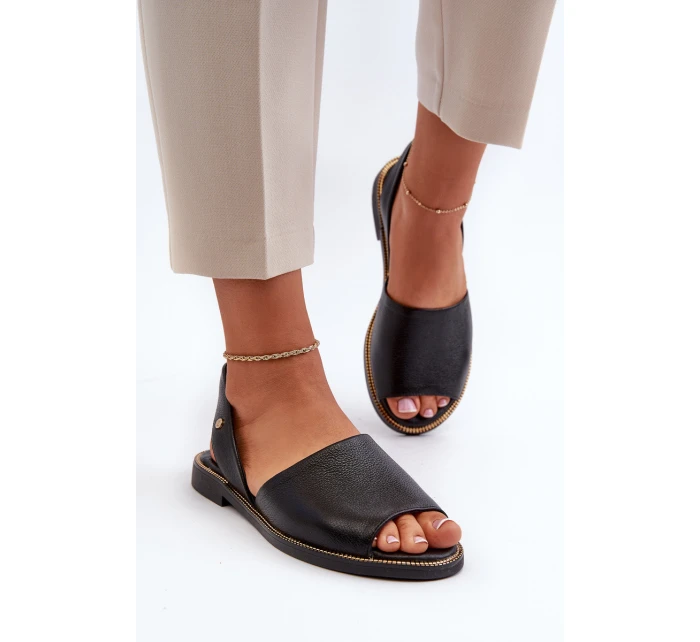 Skórzane Wsuwane Sandały Czarne Lemar Alivia