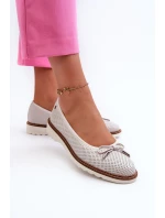 Ażurowe Baleriny Damskie Ze Skóry Naturalnej Maciejka P6509-11 Białe