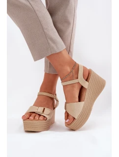 Dámské Sandály Na Klínu S Přezkou Khaki model 21696170 - Boto