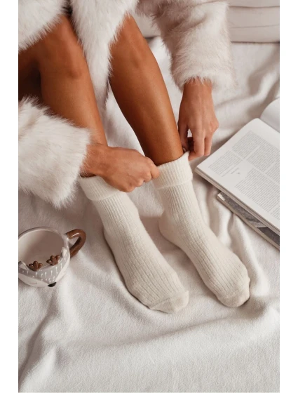 Skarpetki Damskie Wełniane Alpaka Ecru