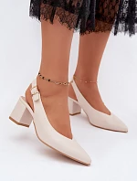 Dámske sandále na podpätku Zazoo 1122 light beige