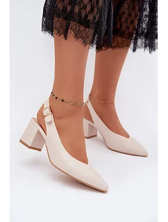 Dámske sandále na podpätku Zazoo 1122 light beige
