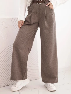Dámské kalhoty s širokou nohavicí a páskem fango