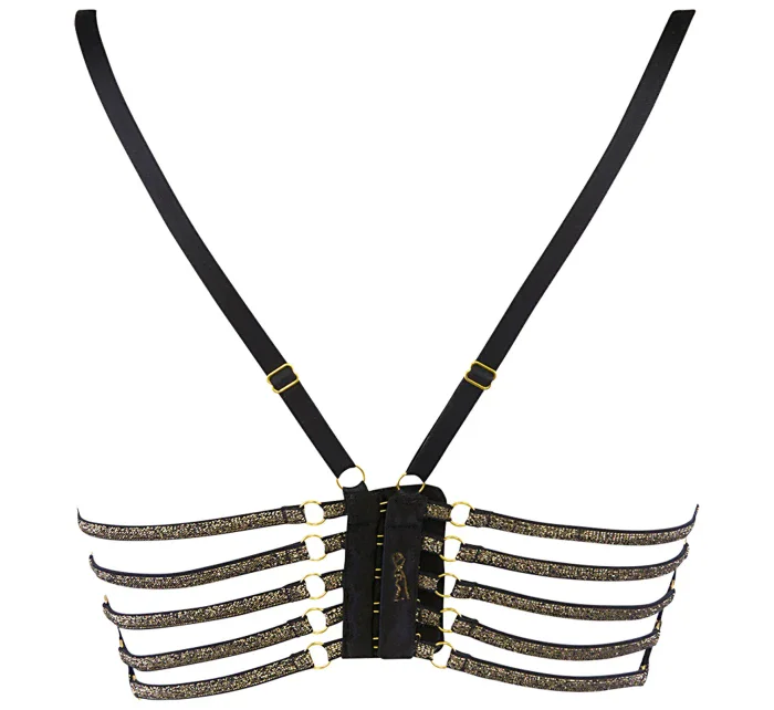 Trblietavý polokorzet V-10111 čierna/zlatá - Axami Trblietavý polokorzet V-10111 čierna/zlatá - Axami