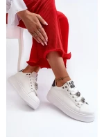 Dámske tenisky na platforme so srdiečkami, biele Azamia
