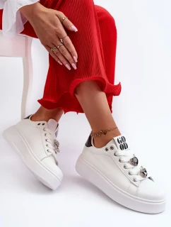 Dámske tenisky na platforme so srdiečkami, biele Azamia