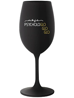 MOJA PSYCHOLOGLOGLOGLO - čierny pohár na víno 350 ml