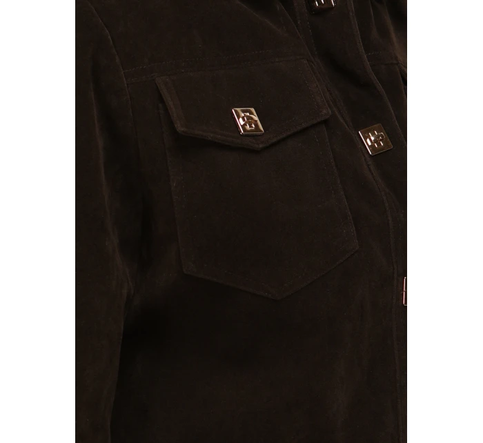 Dámska semišová bunda TY5583 Tmavo hnedá - Fashion Street