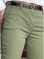 Dámské kalhoty slim fit s páskem khaki Dstreet model 21986468 - FashionStreet Dámské kalhoty slim fit s páskem khaki Dstreet model 21986468 - FashionStreet