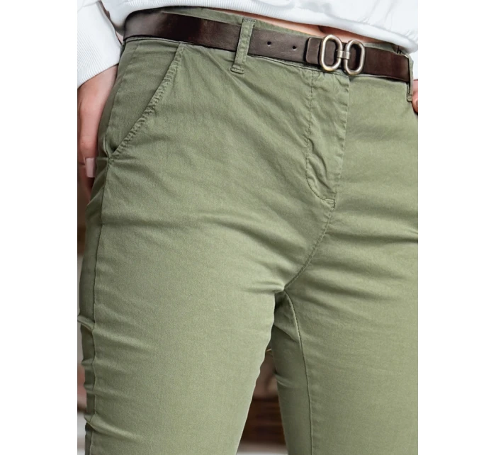 Dámské kalhoty slim fit s páskem khaki Dstreet model 21986468 - FashionStreet Dámské kalhoty slim fit s páskem khaki Dstreet model 21986468 - FashionStreet