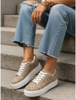 Dámske šnurovacie tenisky na hrubej podrážke béžovej farby FashionStreet ZY1379