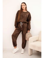 Dámska súprava z viskózy oversize s efektom blednutia hnedá