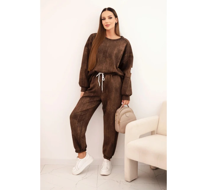 Dámska súprava z viskózy oversize s efektom blednutia hnedá