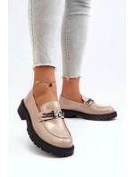Dámské mokasíny na ploché podrážce béžové model 21649166 - VINCEZA Dámské mokasíny na ploché podrážce béžové model 21649166 - VINCEZA