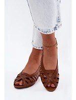 Kožené síťované baleríny Maciejka P7540-29 Hnědé