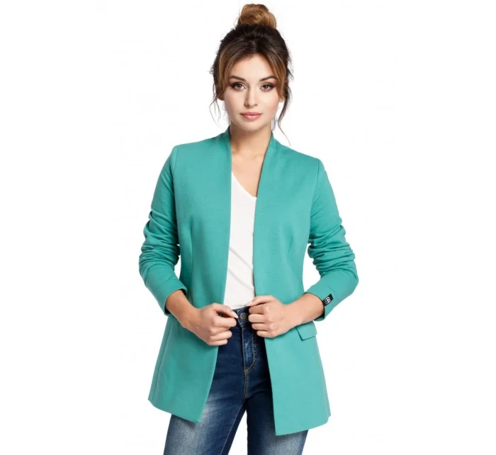 B030 Pletená bunda bez goliera - čierna