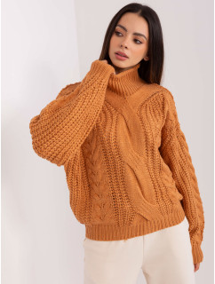 Svetlohnedý dámsky oversize sveter s káblami