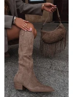 Dámské kovbojky na podpatku – béžové model 21848572 - Kesi