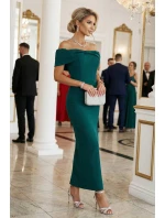 model 21803459 Smyslné španělské šaty midi s mašlí ve výstřihu lahvově zelené - numoco model 21803459 Smyslné španělské šaty midi s mašlí ve výstřihu lahvově zelené - numoco