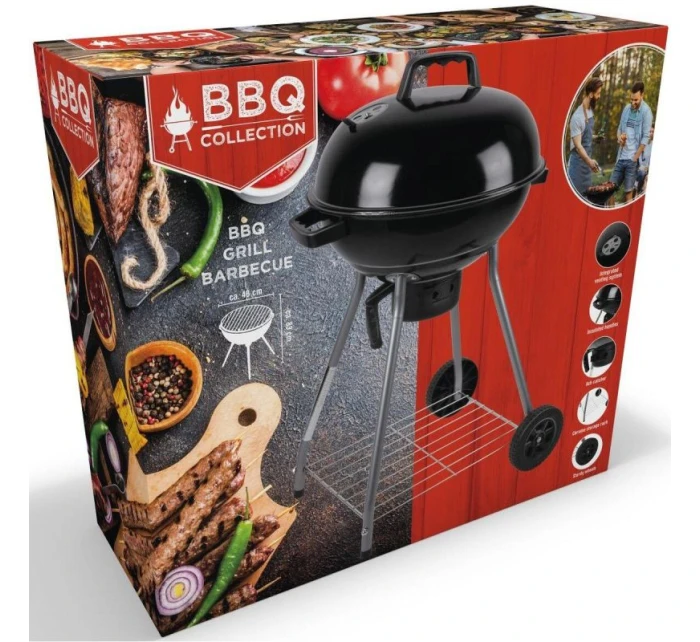 GUĽOVÝ ZÁHRADNÝ GRIL REX STEEL 46CM S POPOLNÍKOM