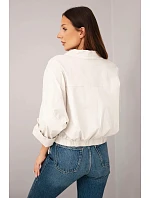 Dámská jarní bavlněná bunda s kapsami a model 22277409 bílá - K-Fashion