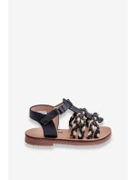 Dětské sandály na suchý zip s pruhy Černá model 21621461 - Boto