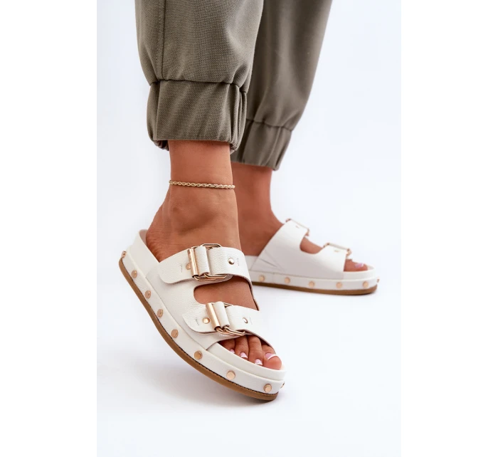 Klapki Damskie Na Platformie Big Star NN274081 Białe