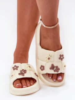 Piankowe Klapki Z Przypinkami Ecru Redienna