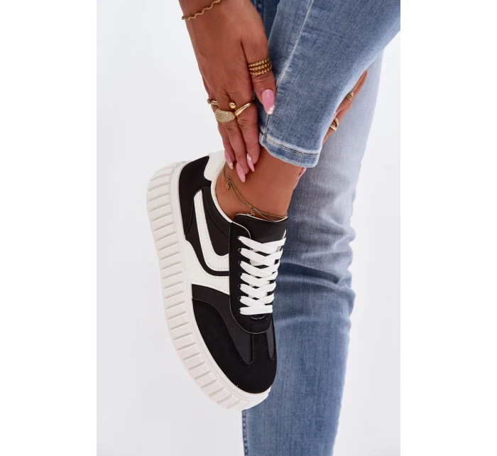 Dámské tenisky na platformě z eko semiše Černé Cadrina