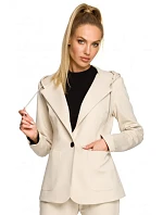 Dámska bunda s kapucňou a jedným gombíkom M691 sand - MOE