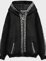 Bunda s kapucňou a'la alpaca čierna (B6001-1)