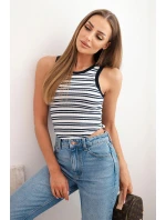 Dámsky bavlnený pruhovaný top bez rukávov modrý